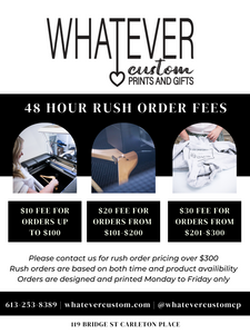 New 48 hour rush order fees effective October 1, 2022
