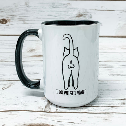 I Do What I Want Black Handle Mug