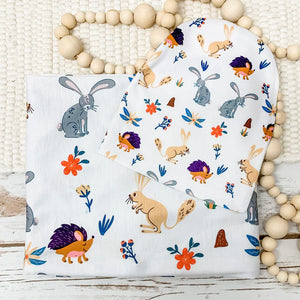 Wildlife Swaddle And Head Piece Sets