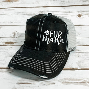 Fur Mama Distressed Hat