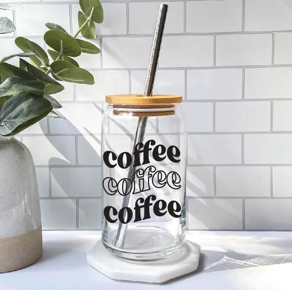 Iced Coffee Glass With Bamboo Lid
